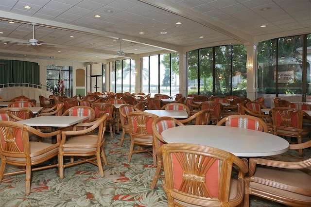 dining room featuring ceiling fan