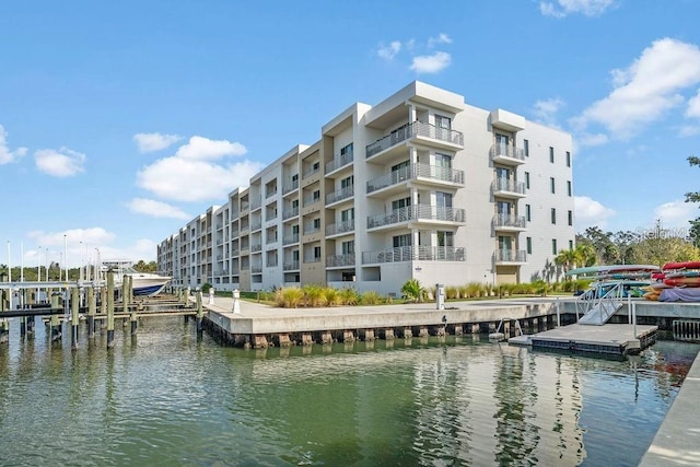 view of dock featuring a water view