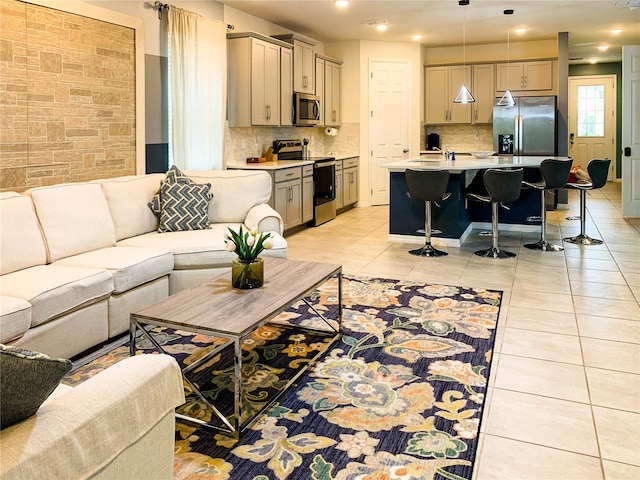 view of tiled living room