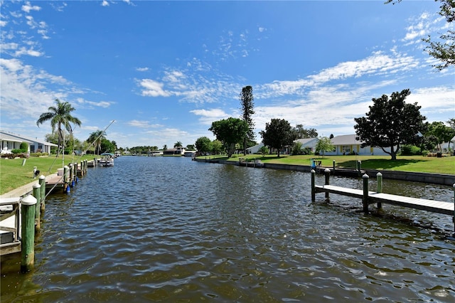 dock area with a water view