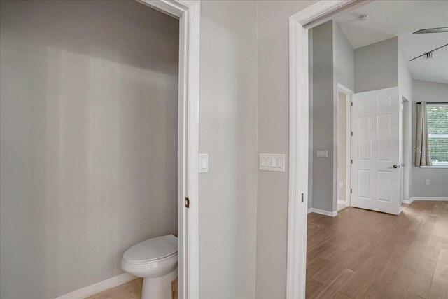 bathroom featuring toilet and hardwood / wood-style flooring