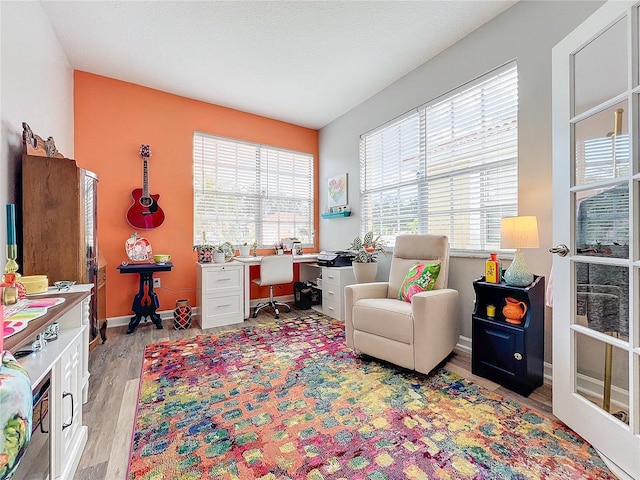 home office featuring light wood-type flooring