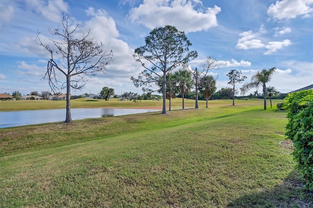 view of yard featuring a water view