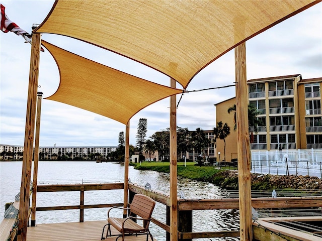 view of dock featuring a water view