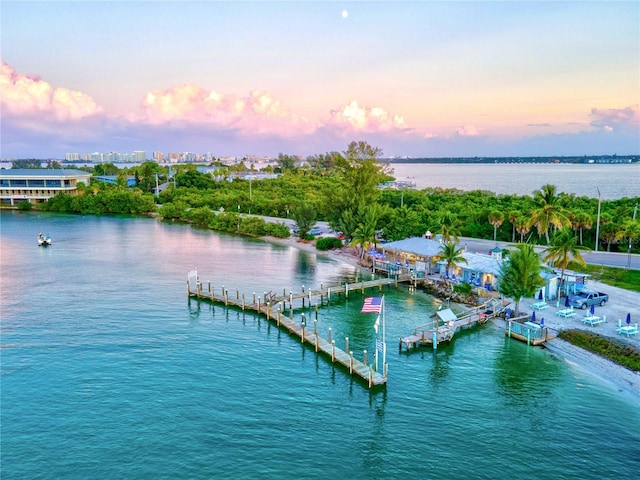 view of dock featuring a water view