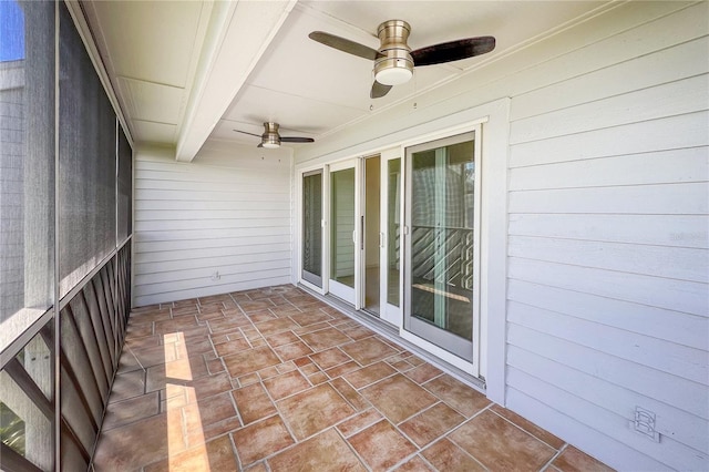 exterior space with a patio area and ceiling fan