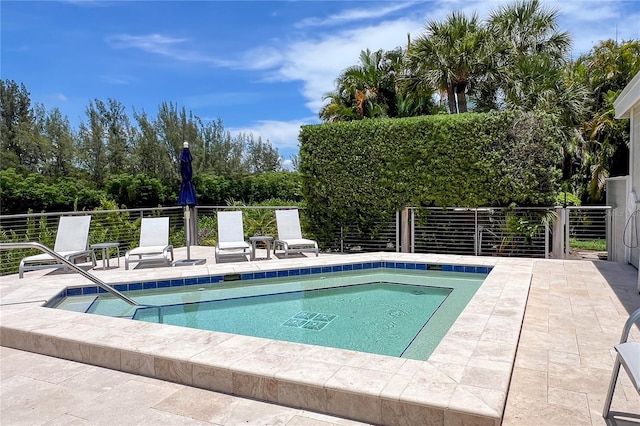 view of swimming pool with a patio