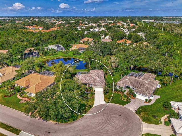 bird's eye view featuring a water view