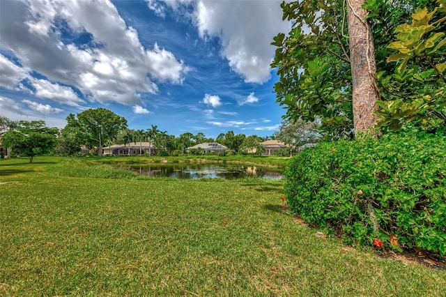 view of yard featuring a water view