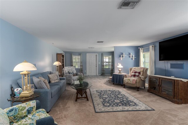 living room featuring carpet floors