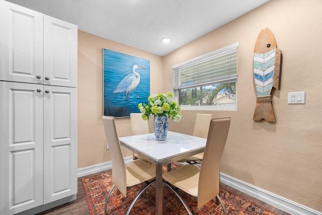 dining area with hardwood / wood-style floors