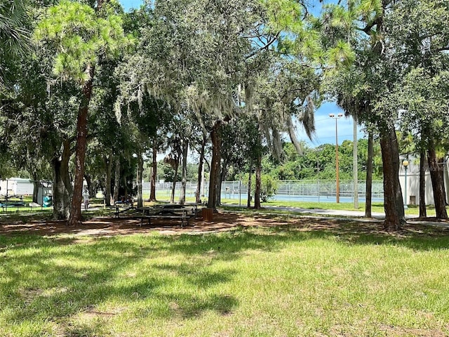 view of property's community featuring a yard