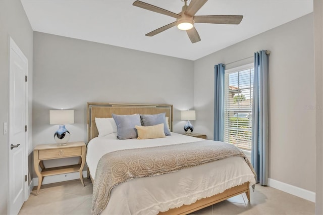 bedroom featuring ceiling fan