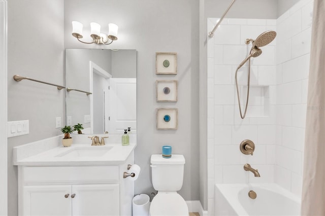 full bathroom featuring toilet, vanity, and shower / bath combo