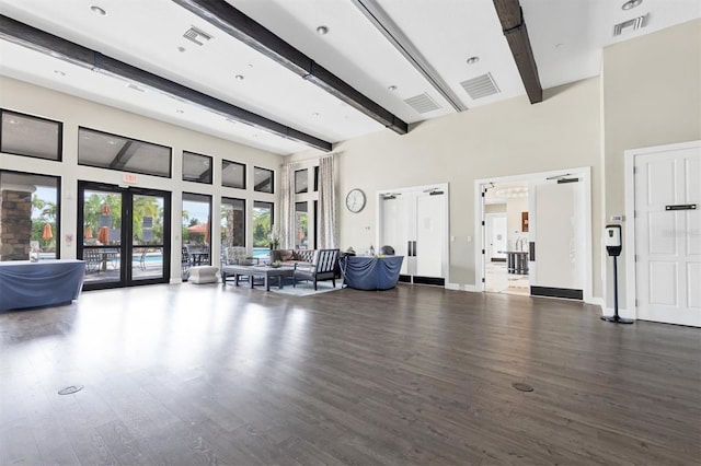 5732 Puccini St, Nokomis, FL 34275 - lobby featuring a towering ceiling and beamed ceiling