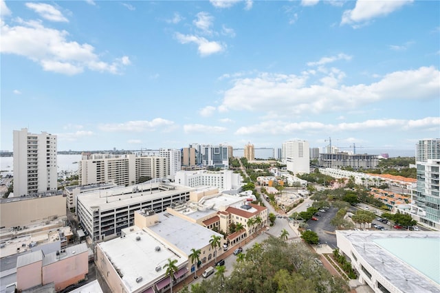 drone / aerial view with a city view