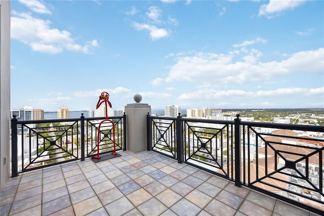 balcony with a view of city