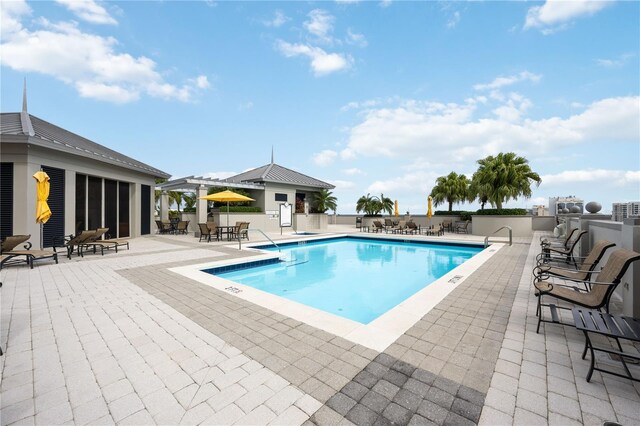 view of pool featuring a patio