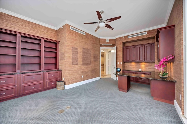 50 Central Ave Unit 17Phb, Sarasota, FL 34236 - unfurnished office with a ceiling fan, carpet flooring, and ornamental molding