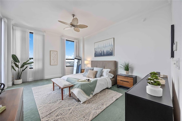 50 Central Ave Unit 17Phb, Sarasota, FL 34236 - bedroom featuring carpet, crown molding, and a ceiling fan