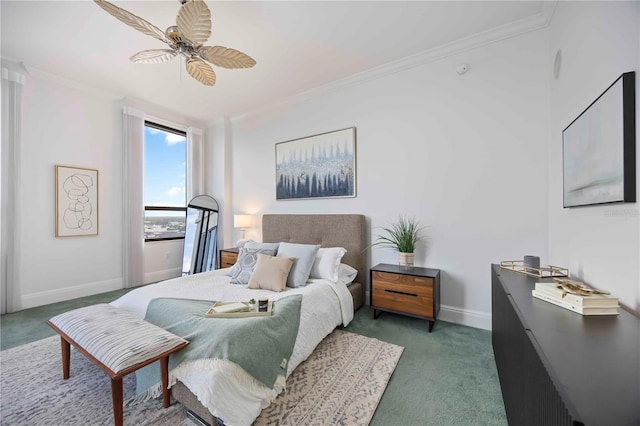 50 Central Ave Unit 17Phb, Sarasota, FL 34236 - bedroom featuring carpet floors, ornamental molding, and a ceiling fan