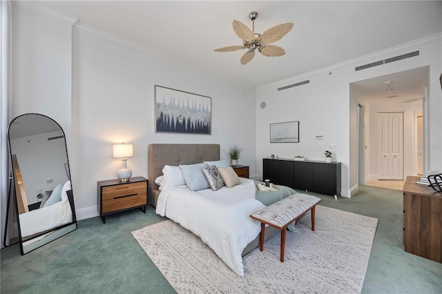 50 Central Ave Unit 17Phb, Sarasota, FL 34236 - carpeted bedroom featuring ornamental molding and a ceiling fan