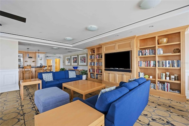 50 Central Ave Unit 17Phb, Sarasota, FL 34236 - living room featuring a wainscoted wall, french doors, and carpet floors