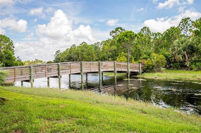 view of dock featuring a water view