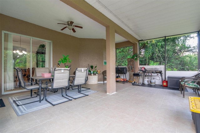 view of patio with ceiling fan