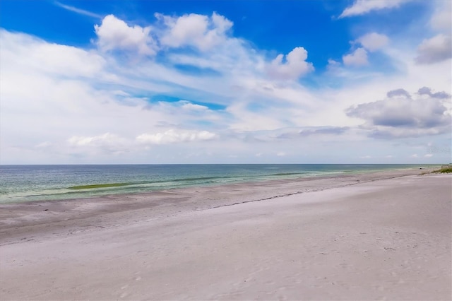 property view of water featuring a beach view