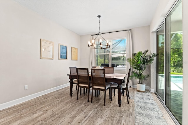 dining room featuring a notable chandelier and hardwood / wood-style flooring