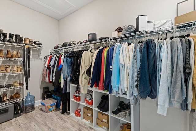 walk in closet featuring hardwood / wood-style flooring