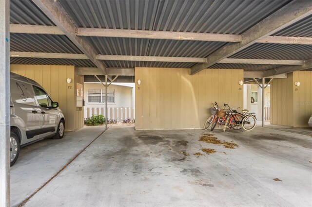 garage with wooden walls