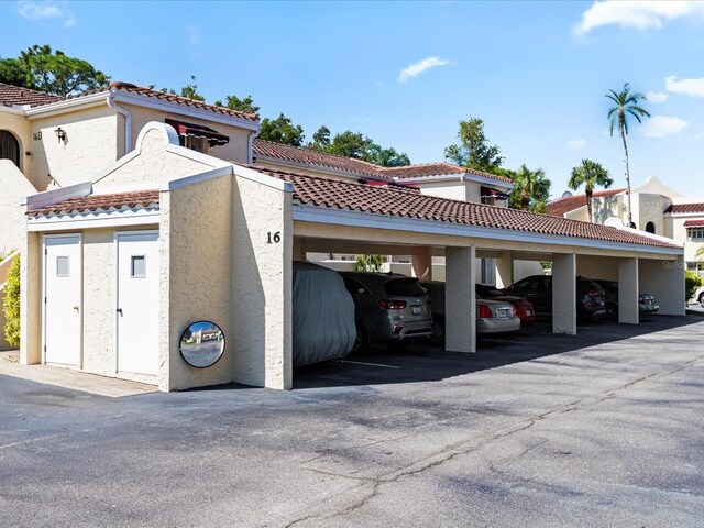 garage with a carport