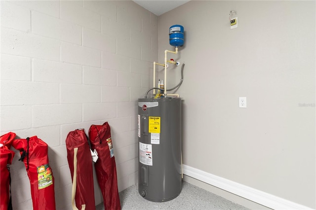 utility room featuring water heater