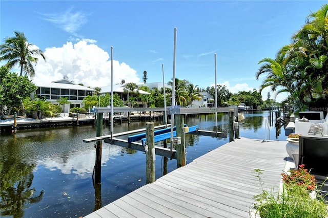 view of dock featuring a water view