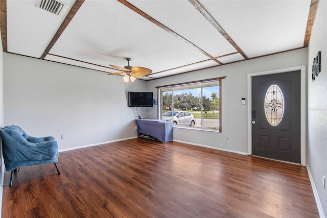 foyer featuring hardwood / wood-style floors and ceiling fan