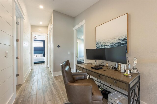 office area featuring light wood-type flooring