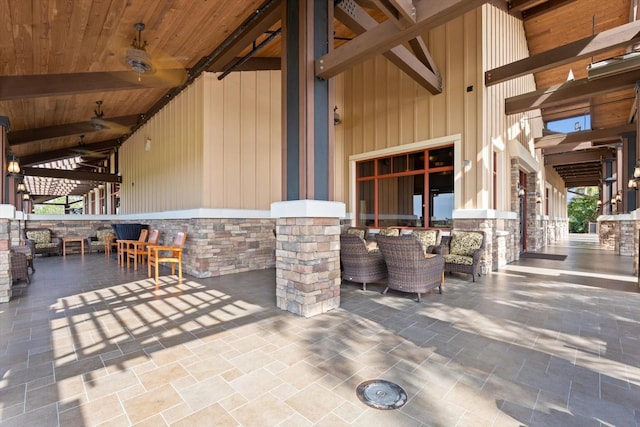 view of patio / terrace featuring ceiling fan