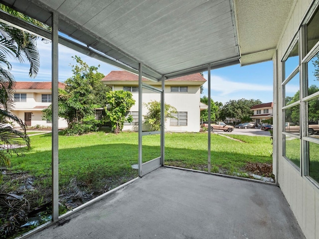 view of unfurnished sunroom