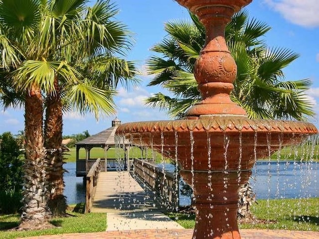 dock area with a gazebo