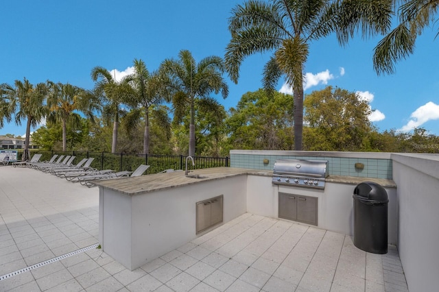 view of patio / terrace with sink, an outdoor kitchen, and area for grilling