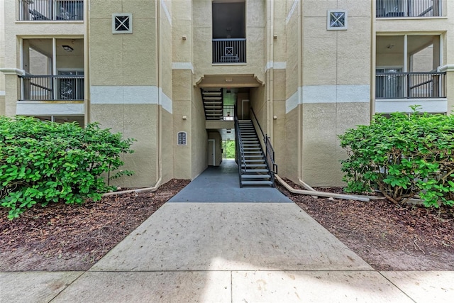 doorway to property with a balcony