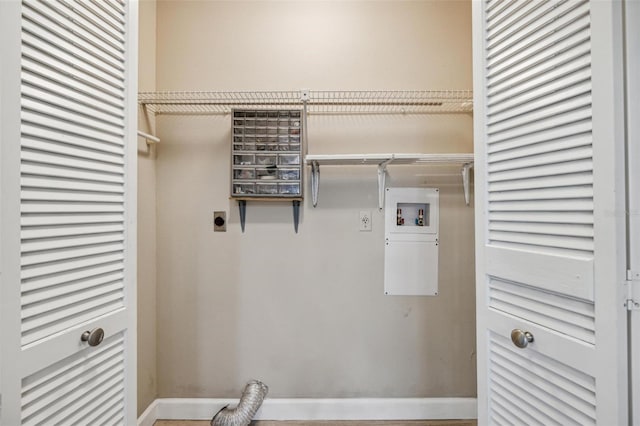 washroom featuring electric dryer hookup and washer hookup