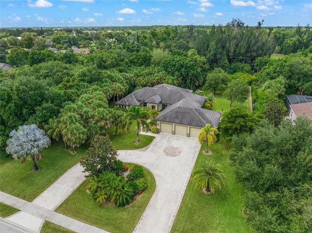 bird's eye view with a view of trees