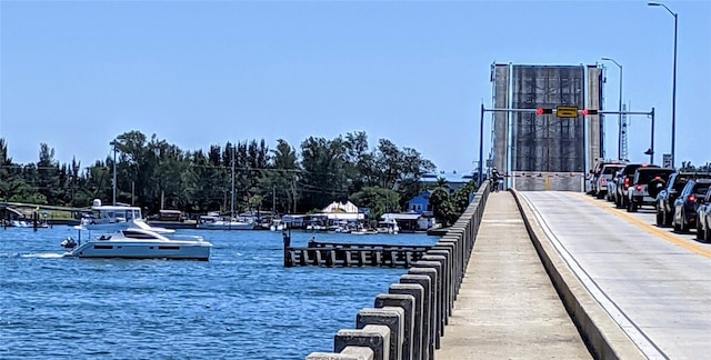 dock area featuring a water view