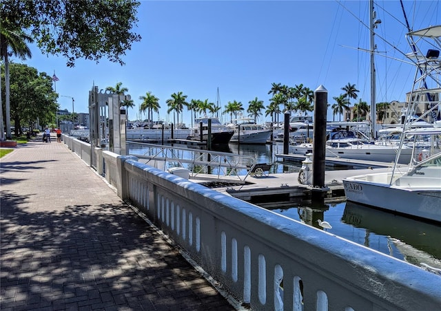 view of dock featuring a water view