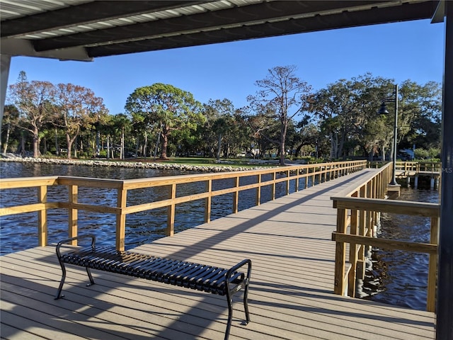 dock area featuring a water view