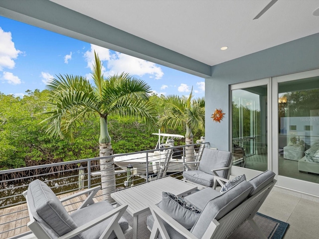 view of patio / terrace with a balcony