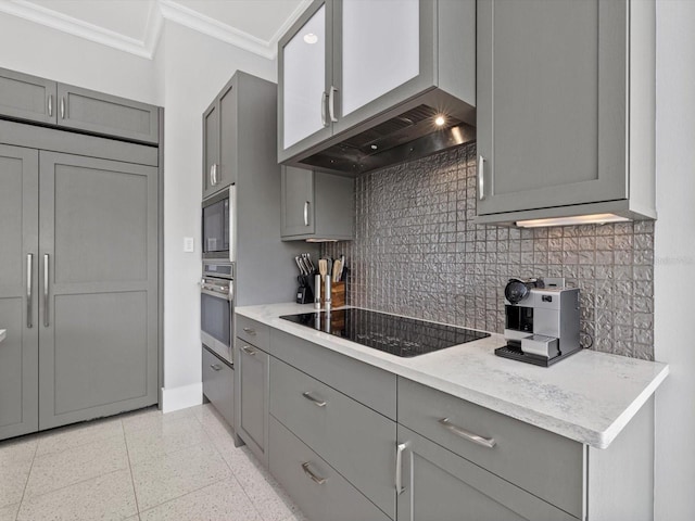 kitchen featuring black appliances and gray cabinetry